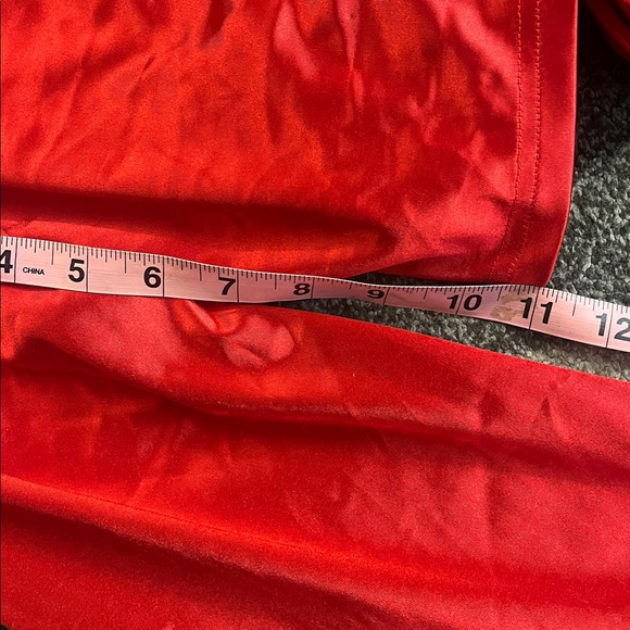 Red Satin Wrap Crop Top Puff Sleeve Tie Front - Size L - Picture 5 of 5